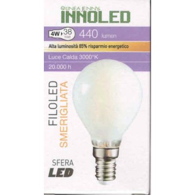 Lampadina FILOLED SFERA SMERIGLIATA 4w E14 Luce calda 3000
