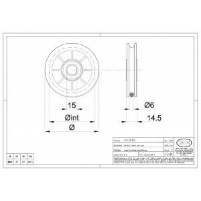 Carrucola nylon con cuscinetti mm 60 foro 15 mm