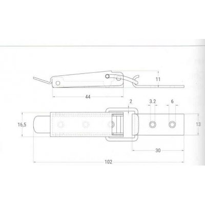 Chiusura a leva in accaio INOX A2 tipo F mm 102
