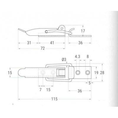 Chiusura a leva in accaio INOX A2 tipo G mm 115