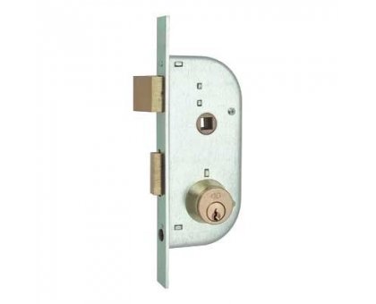 Serratura MG 147320 per cancelli cil. tondo fisso scrocco+catenaccio ottone