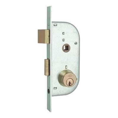 Serratura MG 147324 per cancelli cil. tondo fisso scrocco+catenaccio ottone