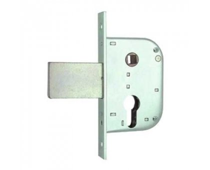 Serratura MG 132300 per cancelli cil. sagomato scrocco acciaio con catenaccio