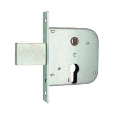 Serratura MG 133500 per cancelli cil. sagomato scrocco acciaio con catenaccio