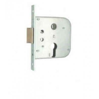 Serratura MG 133501 per cancelli cil. sagomato scrocco ottone con catenaccio