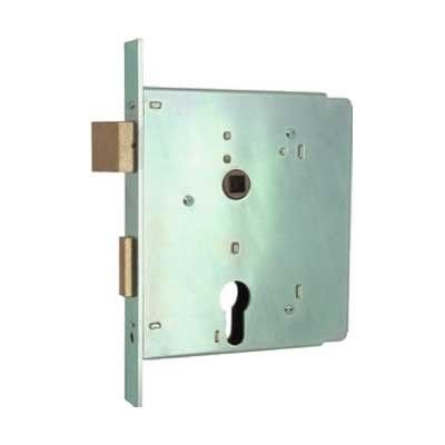 Serratura MG 344500 per cancelli cil. sagomato scrocco e catenaccio ottone