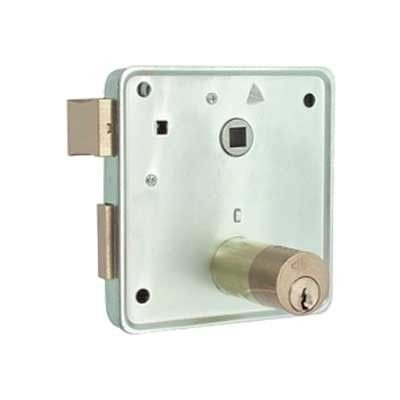 Serratura MG 436551 DX per cancelli cil. tondo fisso scrocco e catenaccio ottone