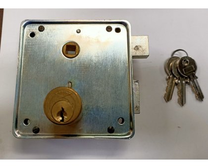 Serratura MG 436552 SN per cancelli cil. tondo fisso scrocco e catenaccio acciaio