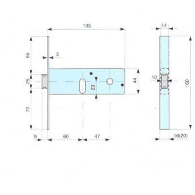 Serratura MG 800601 da infilare per fasce cil. ovale 2 mandate + scrocco catenaccio ottone