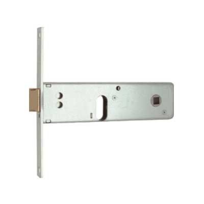 Serratura MG 802701 da infilare per fasce cil. ovale 2 mandate + scrocco catenaccio ottone
