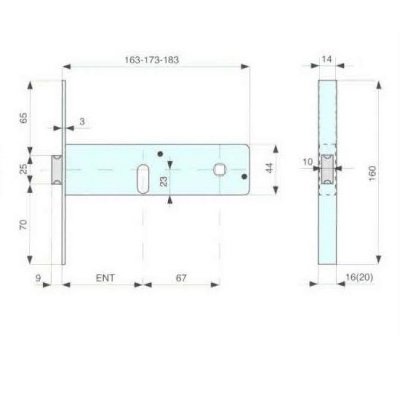 Serratura MG 802701 da infilare per fasce cil. ovale 2 mandate + scrocco catenaccio ottone