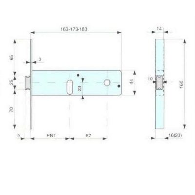 Serratura MG 802801 da infilare per fasce cil. ovale 2 mandate + scrocco catenaccio ottone