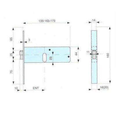 Serratura MG 797601 da infilare per fasce cil. ovale 2 mandate con rullo regolabile