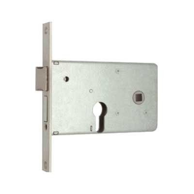 Serratura MG 812802 da infilare per fasce cil. sagomato 2 mandate scrocco e catenaccio ottone separati