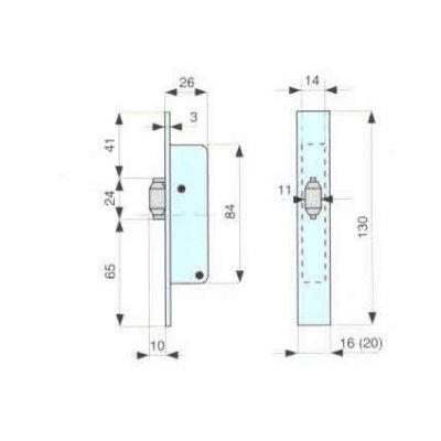 Serratura MG 902141 da infilare per montanti solo rullo in ottone