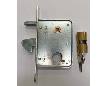 Serratura MG 573580 da infilare a gancio sporgente per cancelli scorrevoli con cilindro tondo mm 26