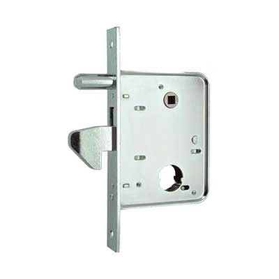 Serratura MG 573580 da infilare a gancio sporgente per cancelli scorrevoli con cilindro tondo mm 26