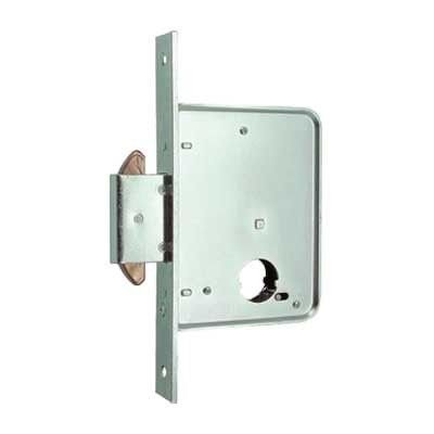 Serratura MG 571580 da infilare doppio gancio rientrante per cancelli scorrevoli con cilindro tondo mm 26