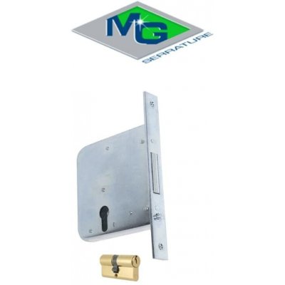 Serratura MG 562810 da infilare doppio gancio rientrante per cancelli scorrevoli con cilindro sagomato tipo Yale