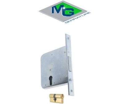 Serratura MG 562810 da infilare doppio gancio rientrante per cancelli scorrevoli con cilindro sagomato tipo Yale