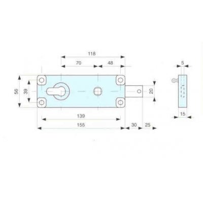 Serratura MG 610000 per porte basculanti foro sagomato tipo Yale catenaccio in acciaio zincato