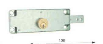 Serratura MG 601002 per porte basculanti SINISTRA con cilindro tondo e catenaccio in acciaio zincato