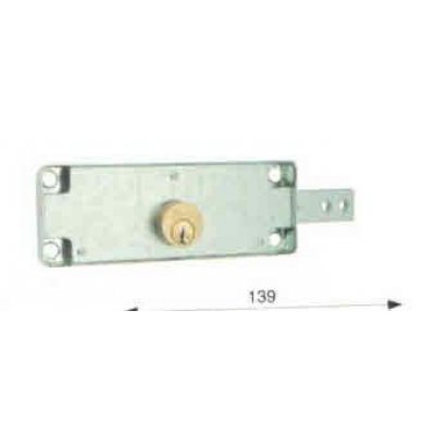 Serratura MG 601002 per porte basculanti SINISTRA con cilindro tondo e catenaccio in acciaio zincato