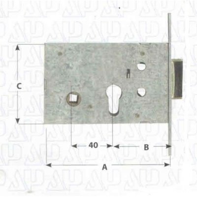 Serratura CSM 703 da infilare per fasce E. 60 mm reversibile foro sagomato tipo Yale