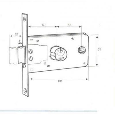Serratura FASEM 901 a fascia solo scrocco una mandata incorporata foro tondo mm 25