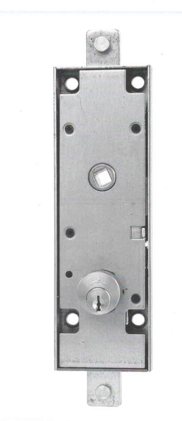 Serratura FASEM 124 per basculante a 2 CHIUSURE con leva interna cilindro tondo d. 25 x 15
