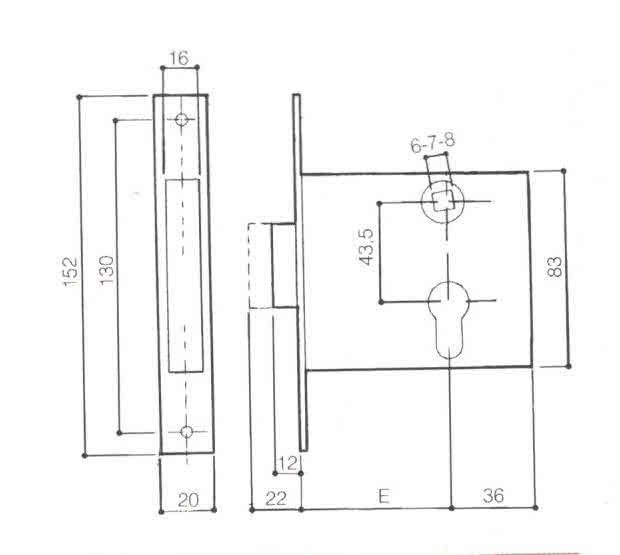 Serratura PREFER 5511 a fascia solo scrocco una mandata incorporata foro sagomato tipo Yale
