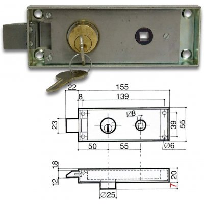 Serratura PREFER 6752 per porte di transito/cantina versione a spingere, scrocco equadro maniglia