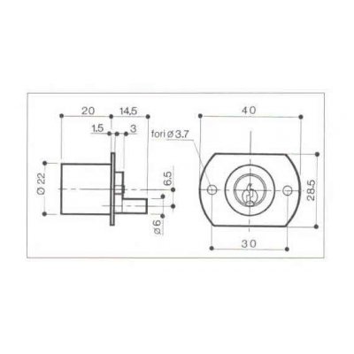 Serratura PREFER 2201 per cassettiere rotazione 180 gradi