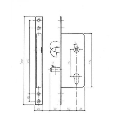 Serratura PREFER da infilare a gancio per portoni scorrevoli