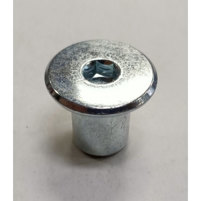 Dado cieco acciaio zincato cilindrico filetto mm 10 testa piana larga con incasso esagonale