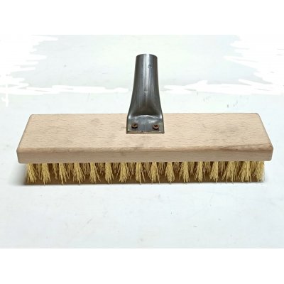 Spazzola acciaio per pavimenti a fili ondulati h. mm 40 supporto legno con attacco conico