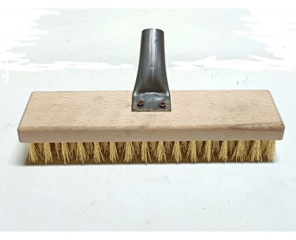 Spazzola acciaio per pavimenti a fili ondulati h. mm 40 supporto legno con attacco conico