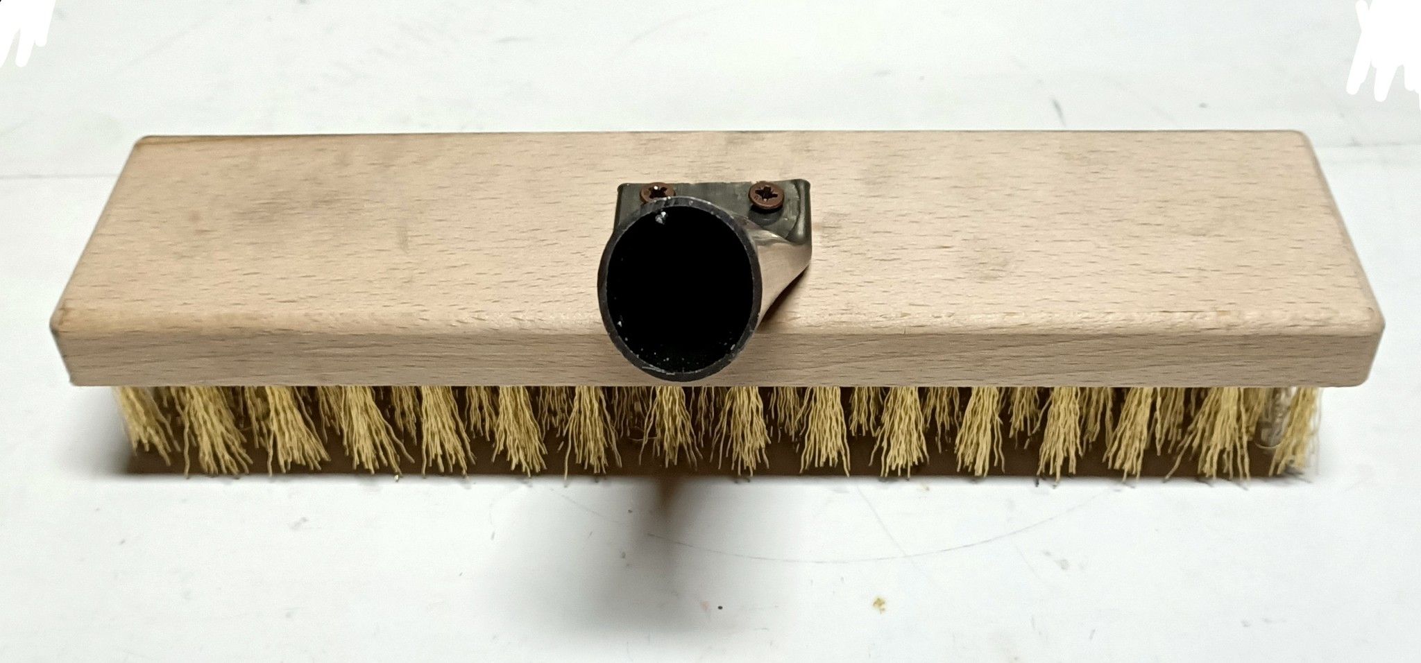 Spazzola acciaio per pavimenti a fili ondulati h. mm 40 supporto legno con attacco conico