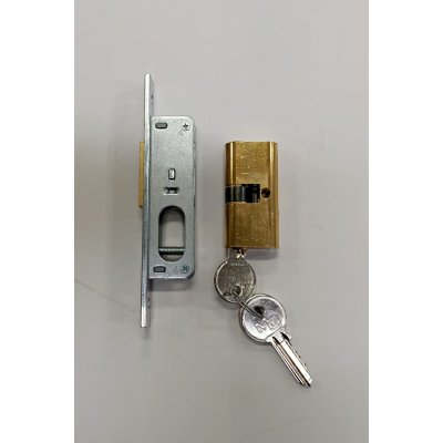 Serratura MG 906141 da infilare per montanti solo mandata in ottone con cilindro ovale