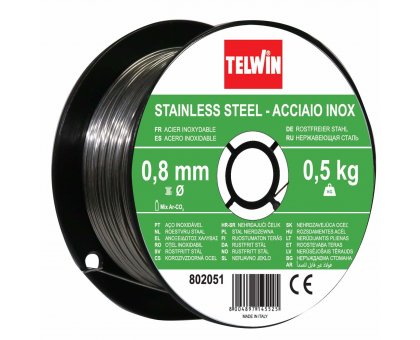 Telwin 802051 Bobina filo per Saldatura su Acciaio Inossidabile, D 0,8 mm (0,5 kg), Grigio