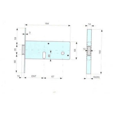 Serratura MG 806701 da infilare per fasce cil. ovale 2 mandate + scrocco catenaccio ottone