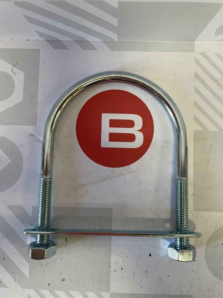 Cavallotto tondo mm 8,3 x 118 con piastra e dadi in ferro zincato