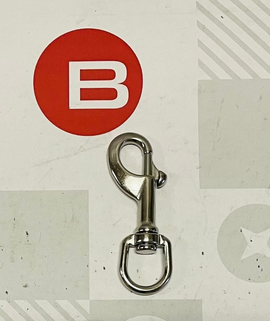 Moschettone INOX A4 con anello girevole e apertura a pistone mm 87