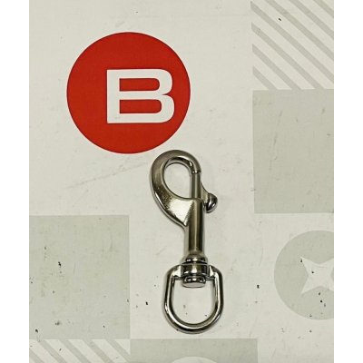 Moschettone INOX A4 con anello girevole e apertura a pistone mm 87