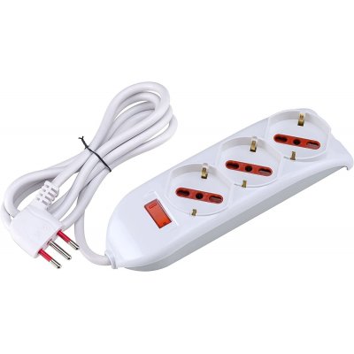 Multipresa EMILIA 3 posti bipasso + Schuko SPINA 10 A con interruttore e cavo mt 1,5