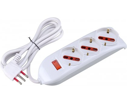 Multipresa EMILIA 3 posti bipasso + Schuko SPINA 10 A con interruttore e cavo mt 1,5