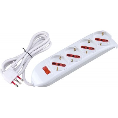 Multipresa EMILIA 4 posti bipasso + Schuko SPINA 10 A con interruttore e cavo mt 1,5