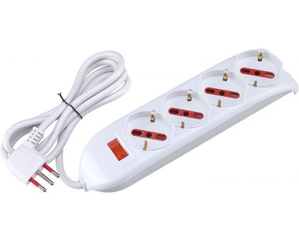 Multipresa EMILIA 4 posti bipasso + Schuko SPINA 10 A con interruttore e cavo mt 1,5