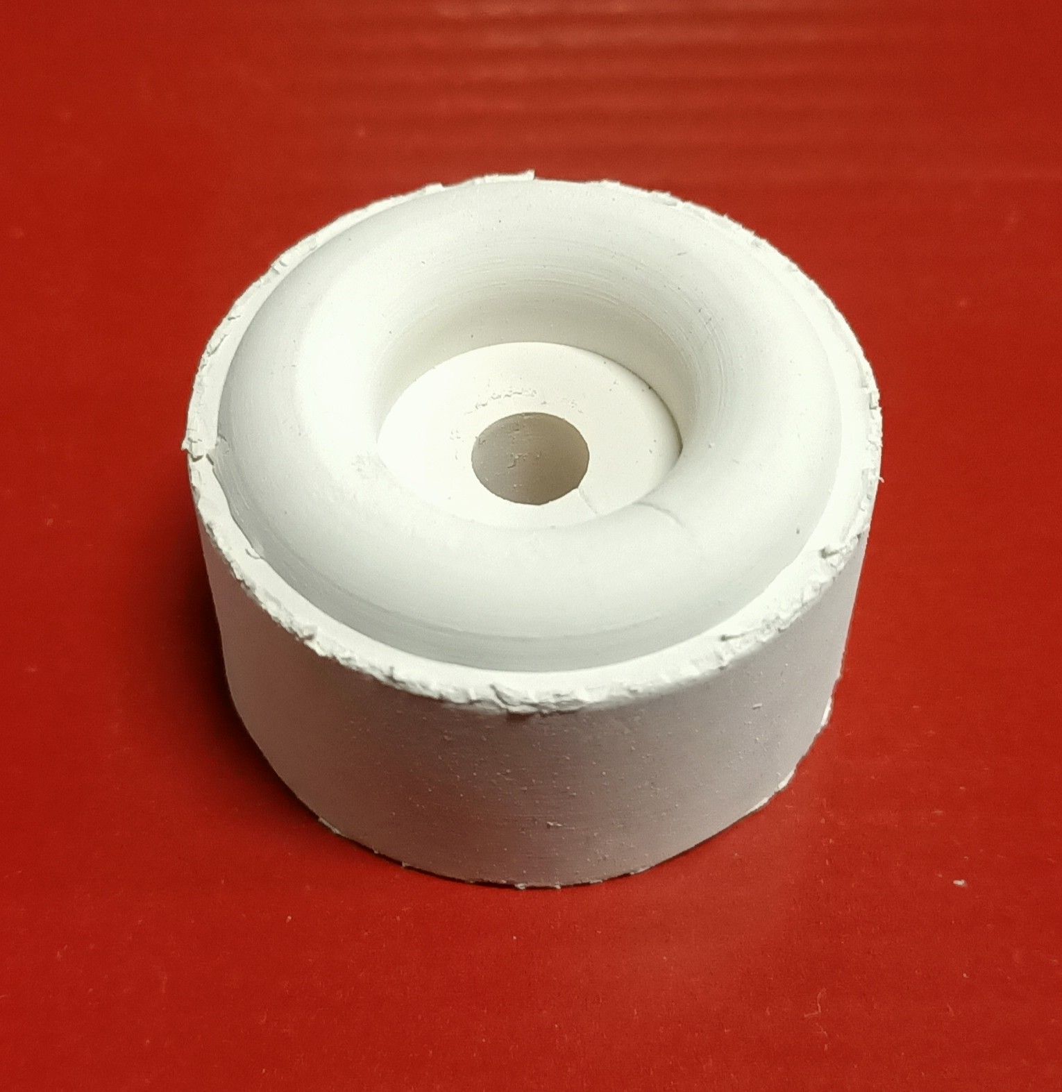 Paracolpo mm 40 x 25 BIANCO con foro centrale cilindrico in gomma