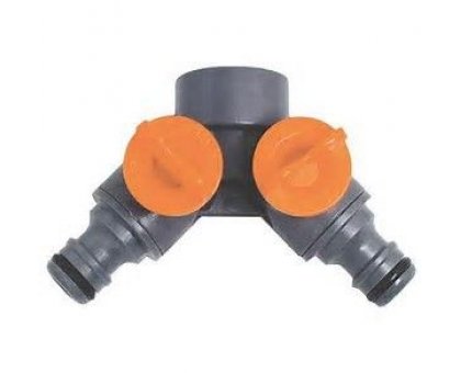 Presa con innesti maschi a doppio rubinetto in plastica filetto F 3/4' PAPILLON